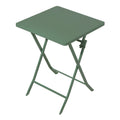 3 Piece Patio Bistro Set Of Foldable Squaretable And Chairs, Dark Greem No Dark Green Metal