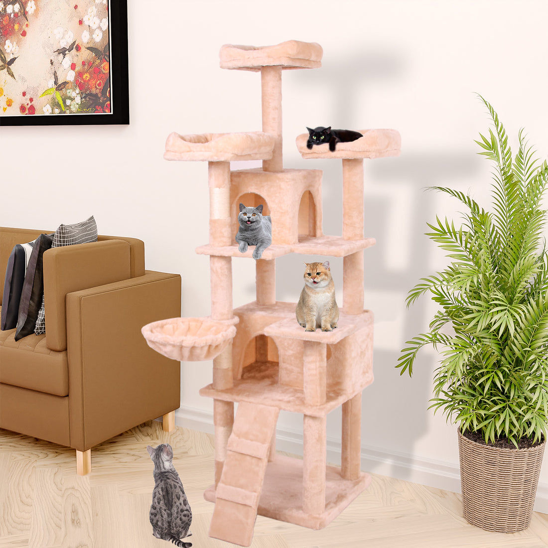 Cat Climbing Frame Cream White Altay Velvet