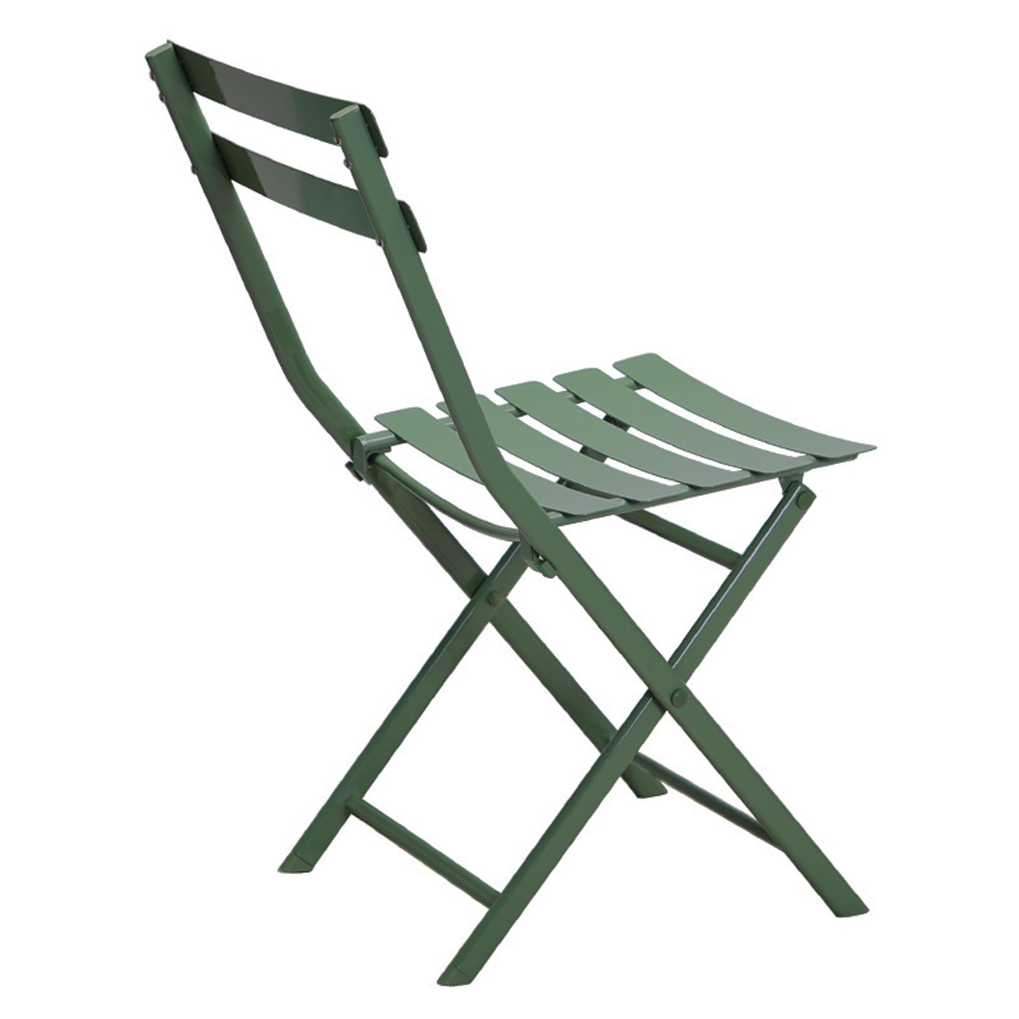 3 Piece Patio Bistro Set Of Foldable Squaretable And Chairs, Dark Greem No Dark Green Metal