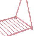 Metal Twin Size House Platform Bed With Triangle Structure, Pink Pink Metal