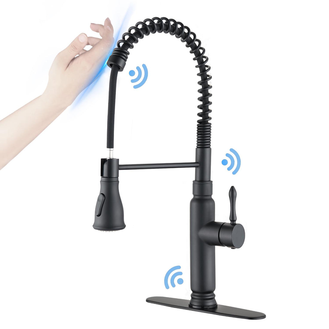 Touch Kitchen Faucet With Pull Down Sprayer Matte Black Stainless Steel