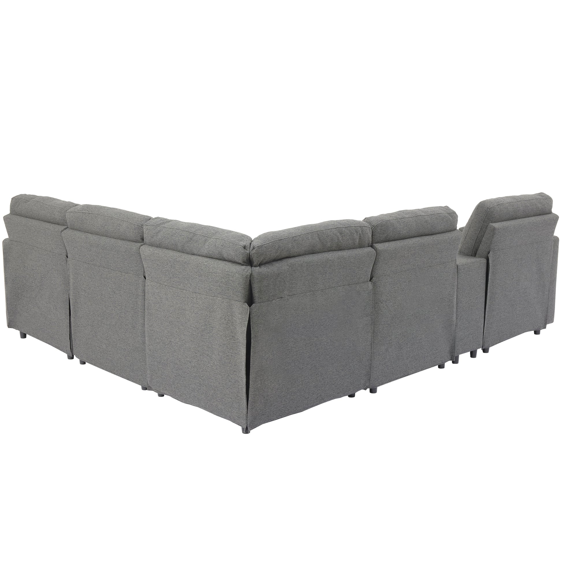 104'' Power Recliner Corner Sofa Home Theater Reclining Sofa Sectional Couches With Storage Box, Cup Holders, Usb Ports And Power Socket For Living Room, Dark Grey Dark Grey Foam Linen 4 Seat