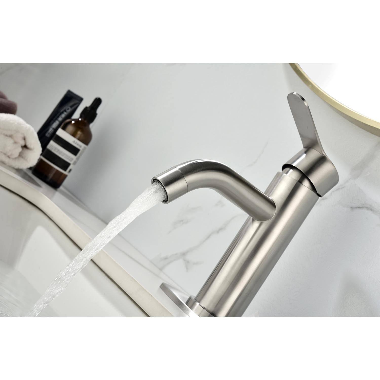 Single Handle Bathroom Sink Faucet Brushed Nickel Stainless Steel