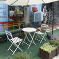 3 Piece Patio Bistro Set Of Foldable Round Table And Chairs, White No White Metal