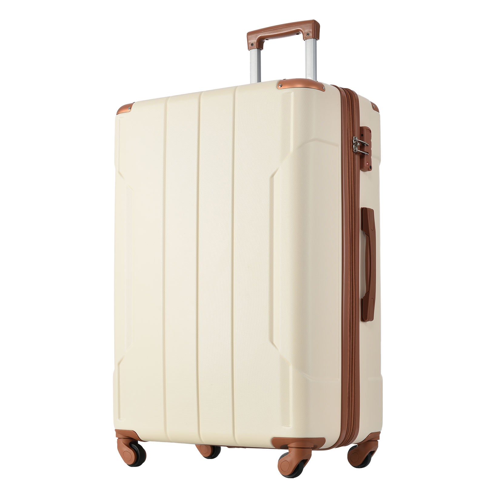 Hardshell Luggage Spinner Suitcase with TSA Lock brown white-abs
