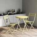 3 Piece Patio Bistro Set Of Foldable Round Table And Chairs, Yellow No Yellow Metal