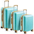 Hardshell Luggage Sets 3 Piece double spinner 8 wheels teal blue-abs+pc
