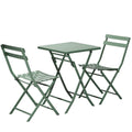 3 Piece Patio Bistro Set Of Foldable Squaretable And Chairs, Dark Greem No Dark Green Metal