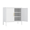 Metal Storage Cabinet With 2 Doors And 2 Adjustable Shelves, Steel Garage Storage Cabinet, Metal File Cabinet For Home Office School Gym, White White Steel