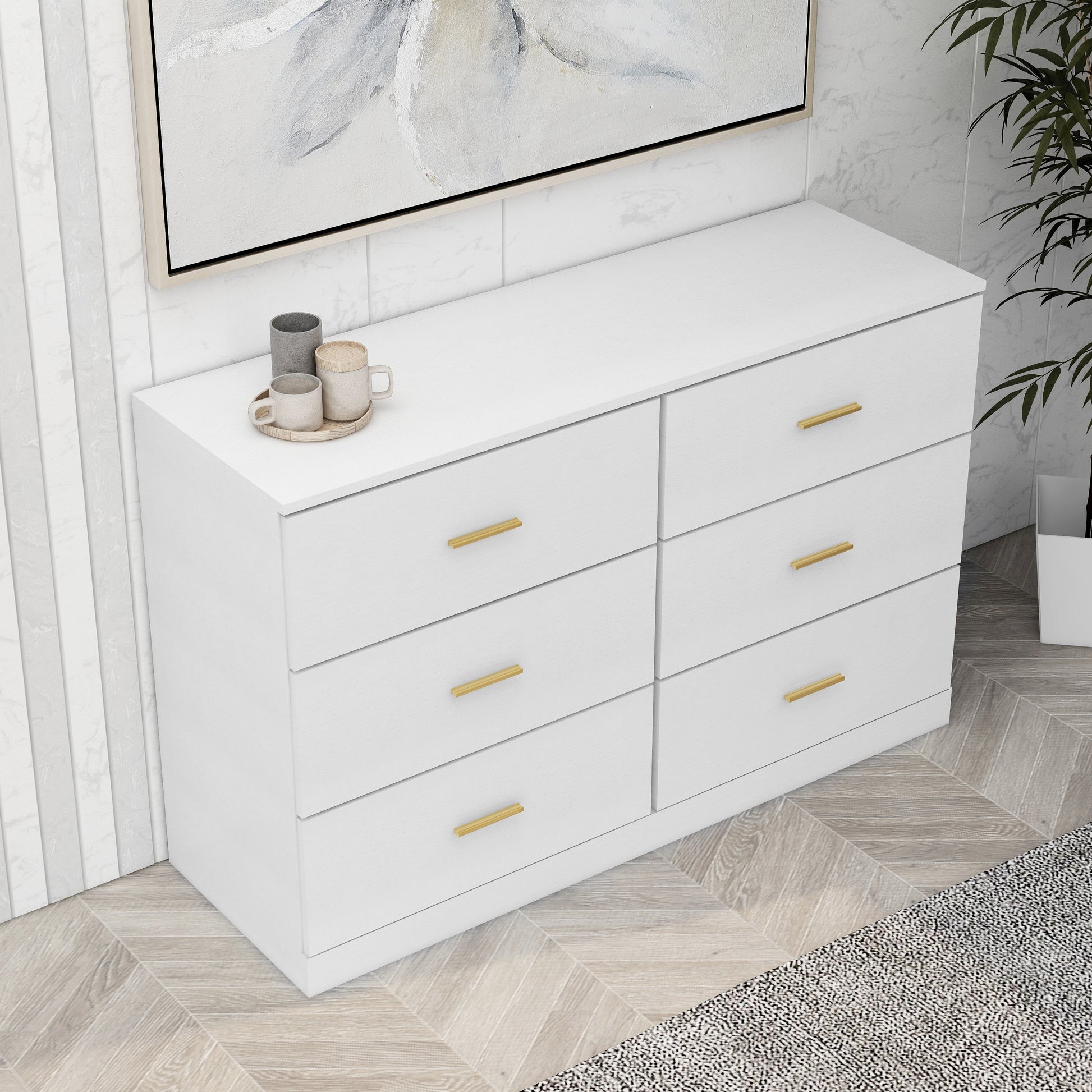 Modern White 6 Drawer Dresser For Bedroom Large Storage Wide Chest Of Modern White 6 Drawer Dresser For Bedroom Large Storage Wide Chest Of