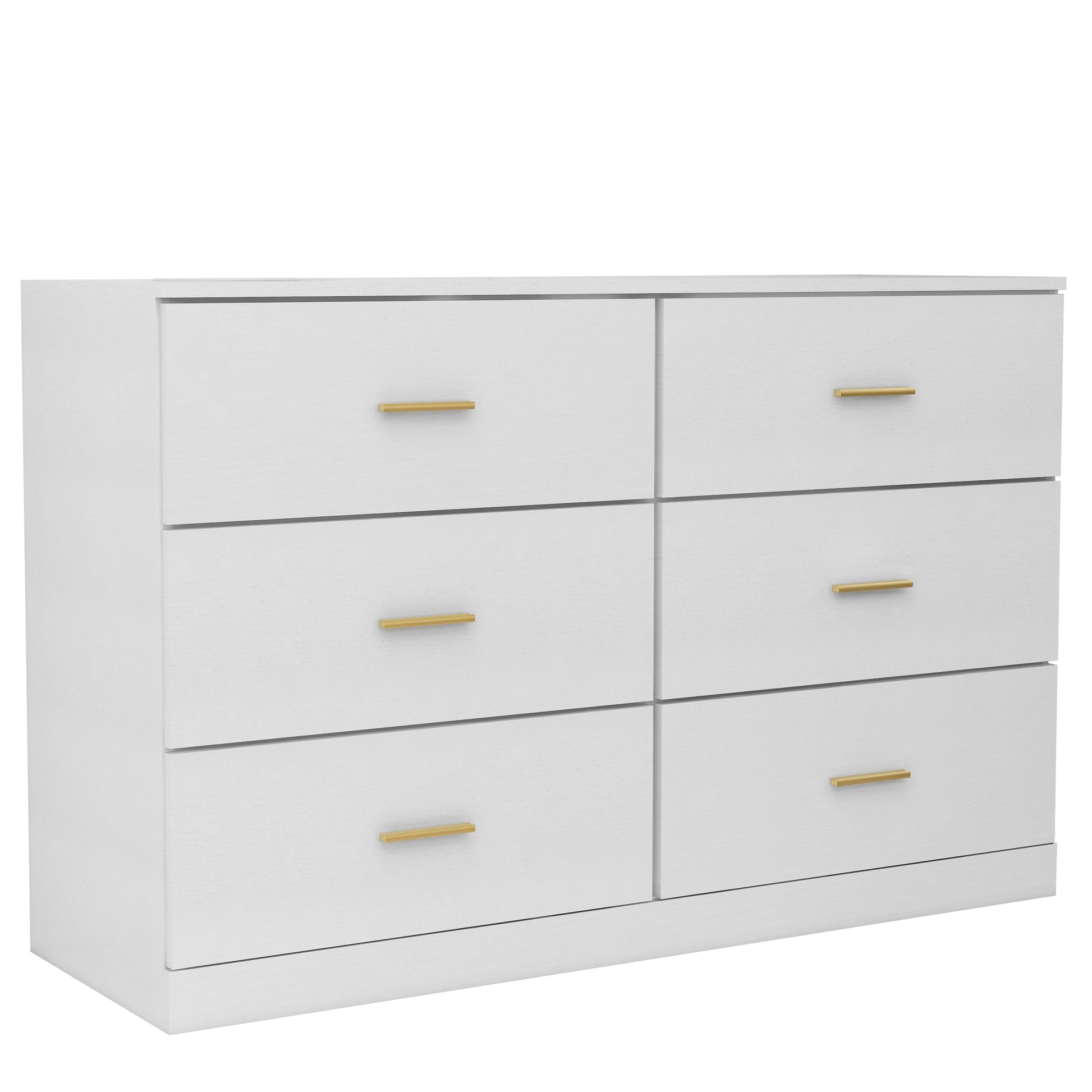 Modern White 6 Drawer Dresser For Bedroom Large Storage Wide Chest Of Drawers, Sturdy & Safe Chest 5 Or More Drawers Whitewash Antique White Primary Living Space Drawers Included American Design,Contemporary,Modern Melamine Engineered Wood