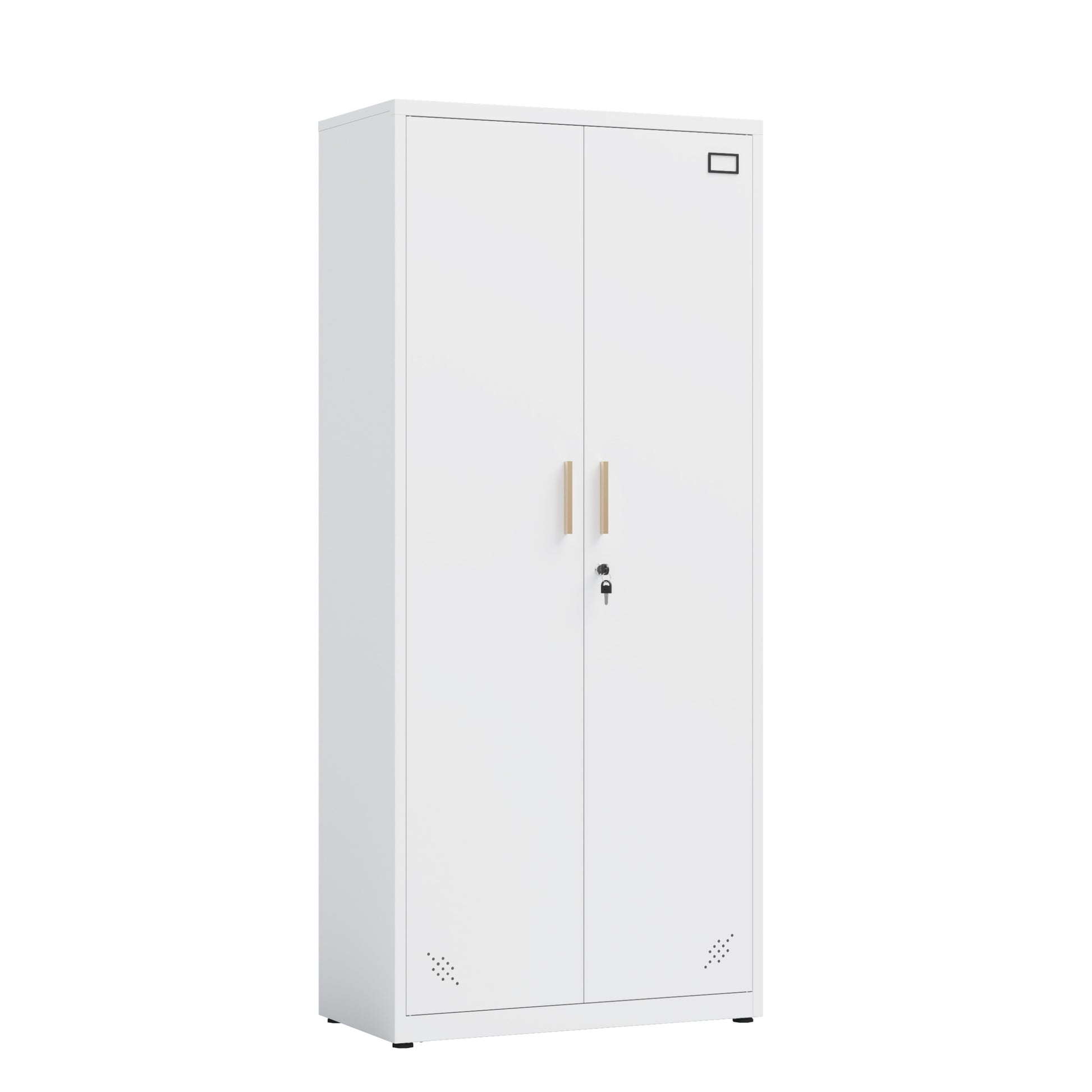 High Storage Cabinet With 2 Doors And 4 Partitions To Separate 5 Storage Spaces, Home Office Design 3 4 Shelves White Office Steel