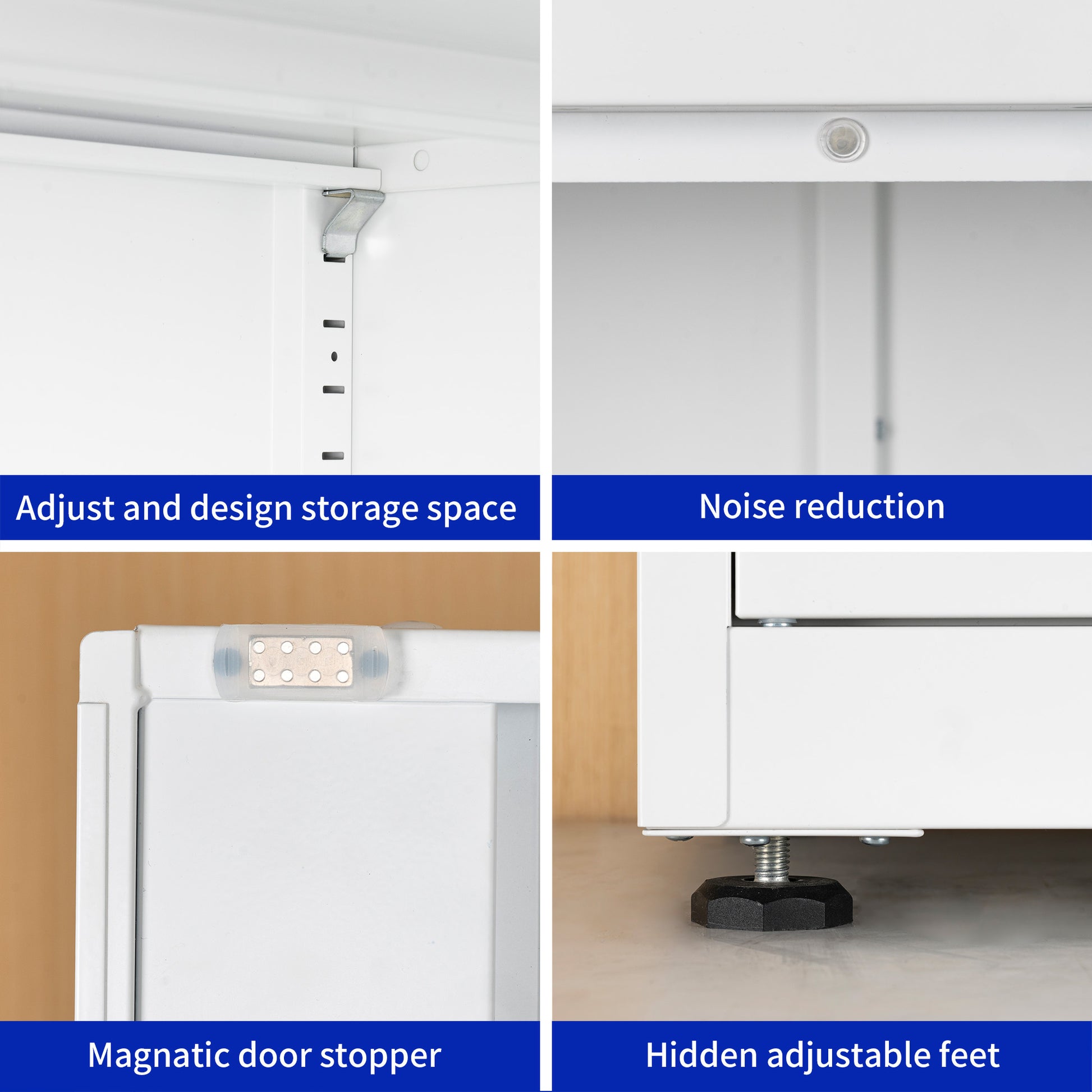 High Storage Cabinet With 2 Doors And 4 Partitions To Separate 5 Storage Spaces, Home Office Design 3 4 Shelves White Office Steel