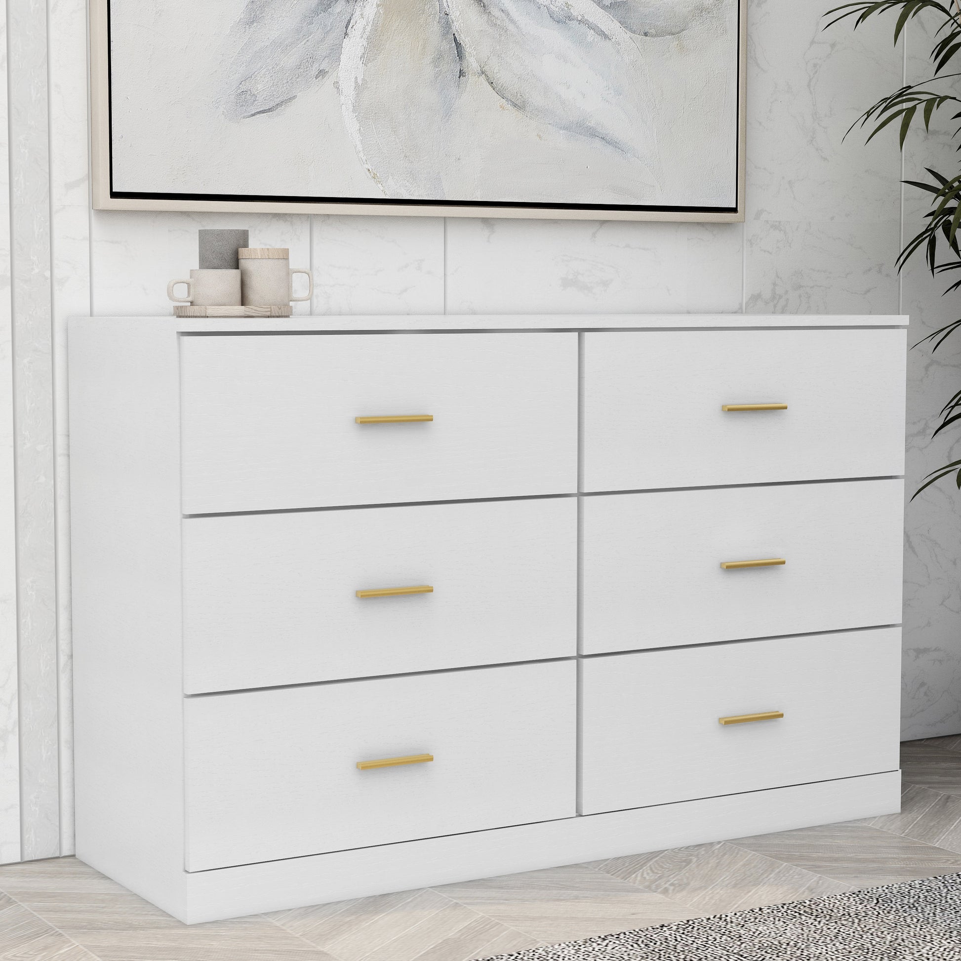 Modern White 6 Drawer Dresser For Bedroom Large Storage Wide Chest Of Modern White 6 Drawer Dresser For Bedroom Large Storage Wide Chest Of