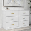 Modern White 6 Drawer Dresser For Bedroom Large Storage Wide Chest Of Drawers, Sturdy & Safe Chest 5 Or More Drawers Whitewash Antique White Primary Living Space Drawers Included American Design,Contemporary,Modern Melamine Engineered Wood