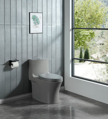 1.1 1.60 Gpf Dual Flush One Piece Toilet, Water Saving Elongated Comfort Height Floor Mounted, Soft Close 1000 Gram Map Flushing Score Toilet, Light Grey 23T01 Lg Light Grey Ceramic