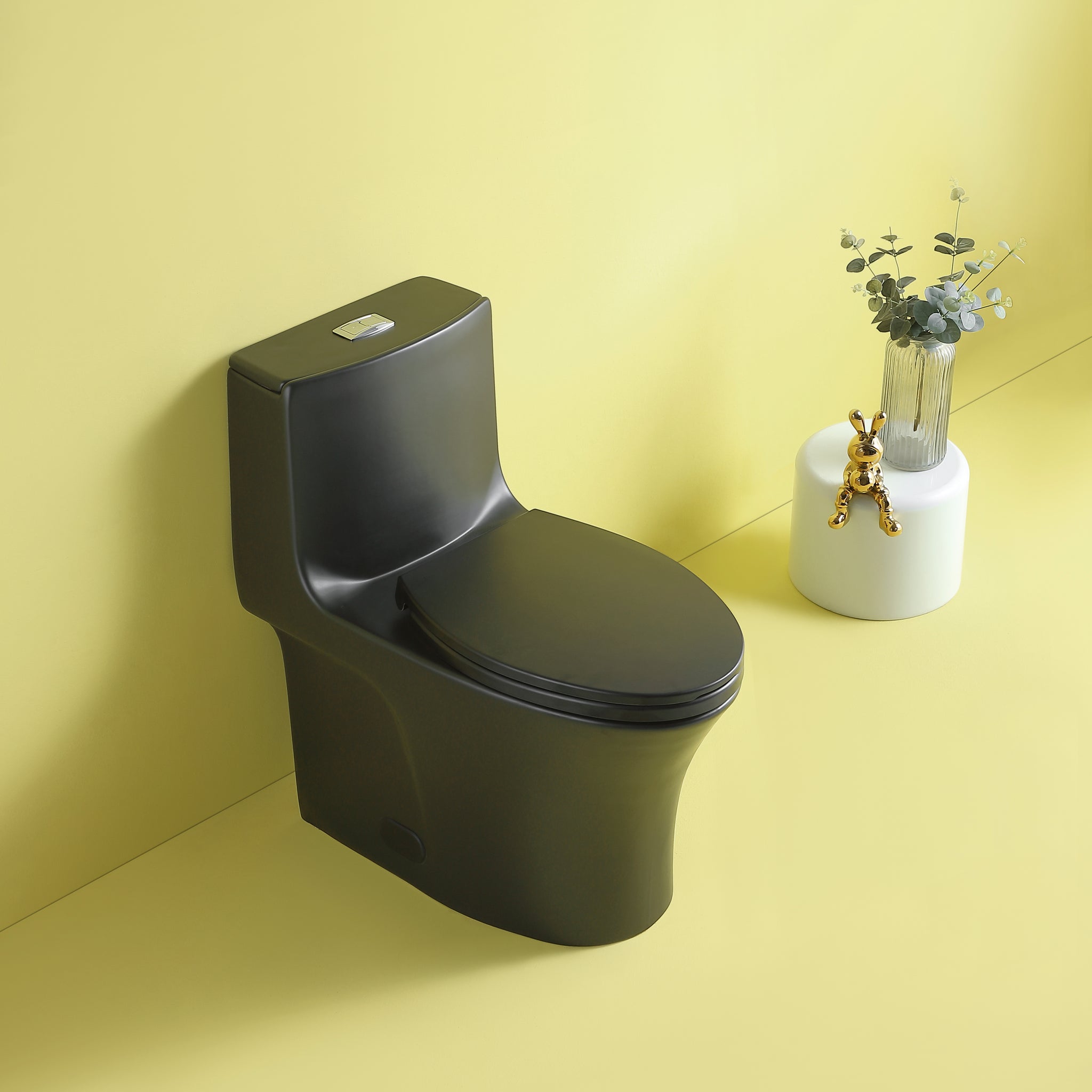 1.1 1.60 Gpf Dual Flush One Piece Toilet, Water Saving Elongated Comfort Height Floor Mounted, Soft Closing Seat, 1000 Gram Map Flushing Score Toilet, Matte Black 23T02 Mb Matte Black Ceramic