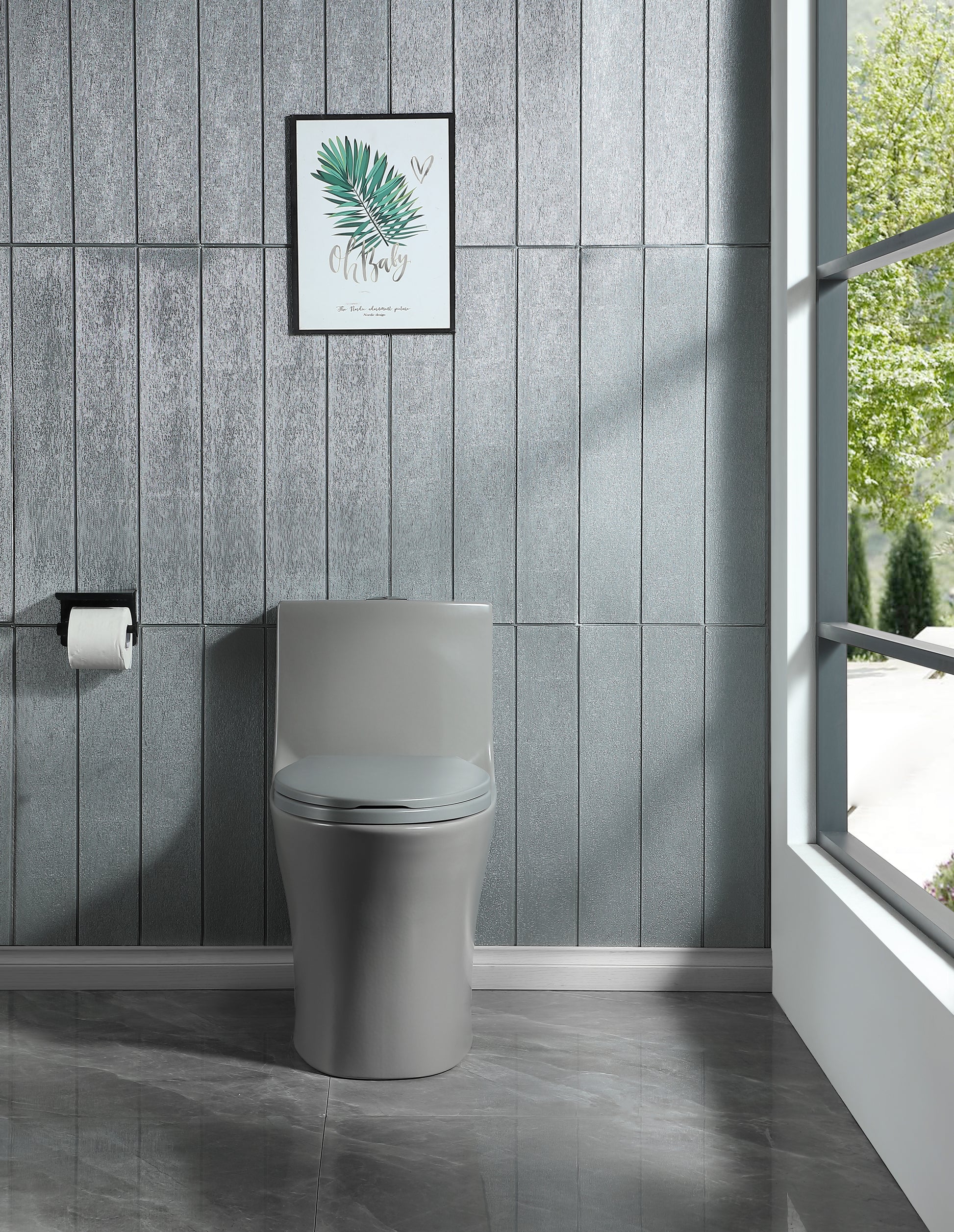 1.1 1.60 Gpf Dual Flush One Piece Toilet, Water Saving Elongated Comfort Height Floor Mounted, Soft Closing Seat, 1000 Gram Map Flushing Score Toilet, Light Grey 23T02 Lg Light Gray Ceramic