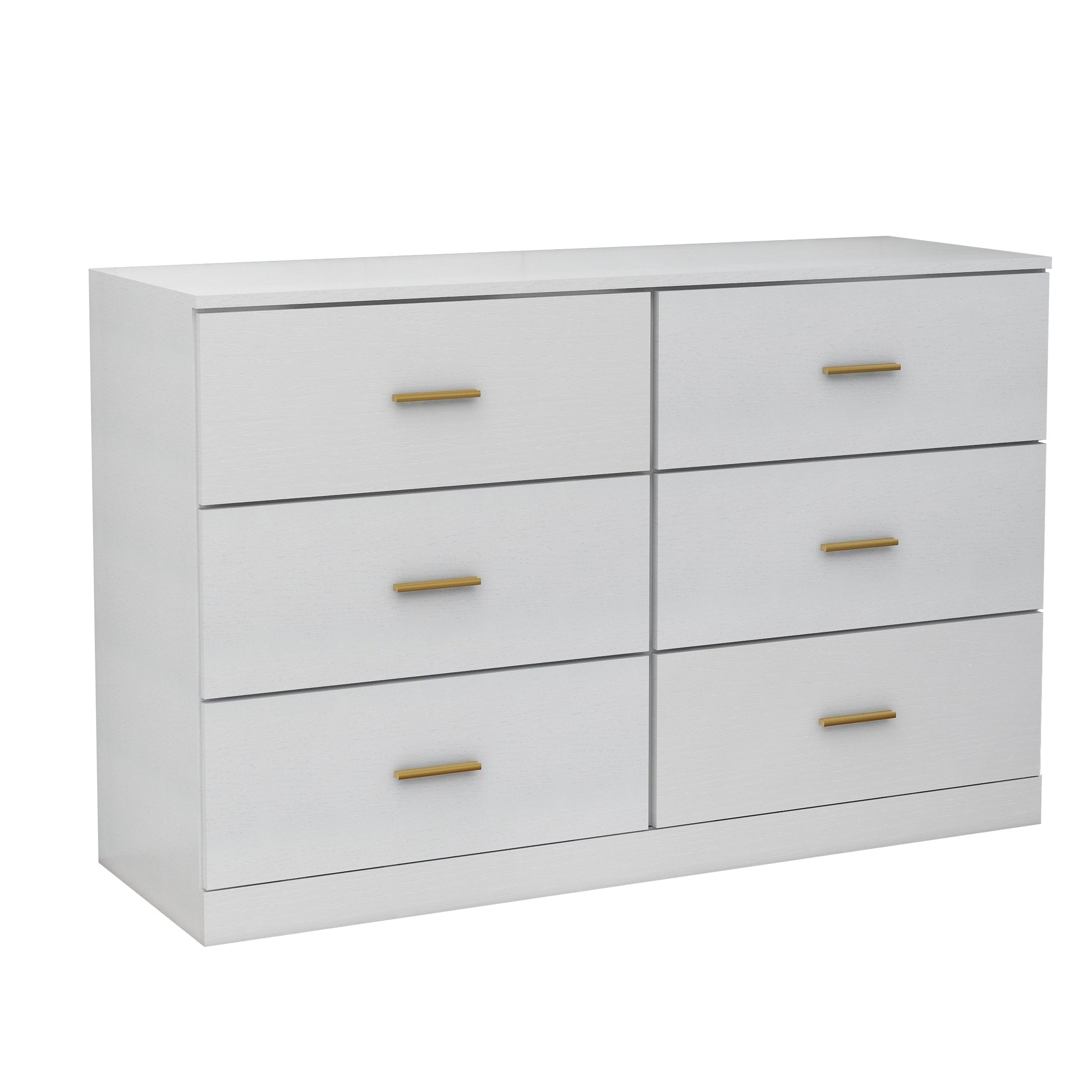 Modern White 6 Drawer Dresser For Bedroom Large Storage Wide Chest Of Drawers, Sturdy & Safe Chest 5 Or More Drawers Whitewash Antique White Primary Living Space Drawers Included American Design,Contemporary,Modern Melamine Engineered Wood