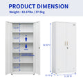 High Storage Cabinet With 2 Doors And 4 Partitions To Separate 5 Storage Spaces, Home Office Design 3 4 Shelves White Office Steel