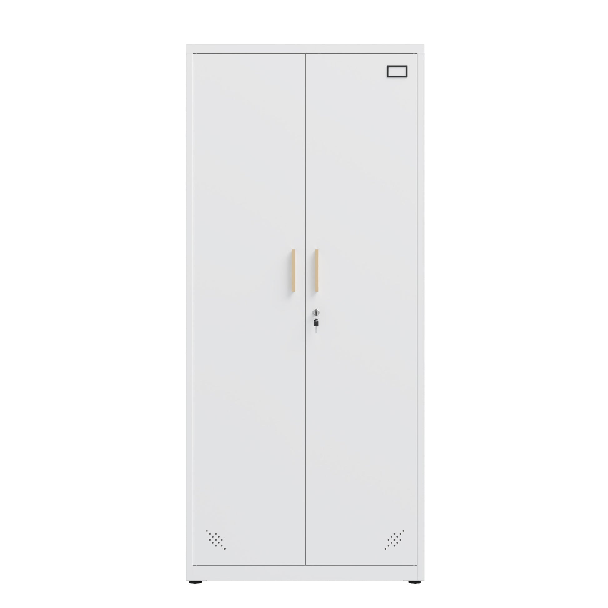 High Storage Cabinet With 2 Doors And 4 Partitions To Separate 5 Storage Spaces, Home Office Design 3 4 Shelves White Office Steel