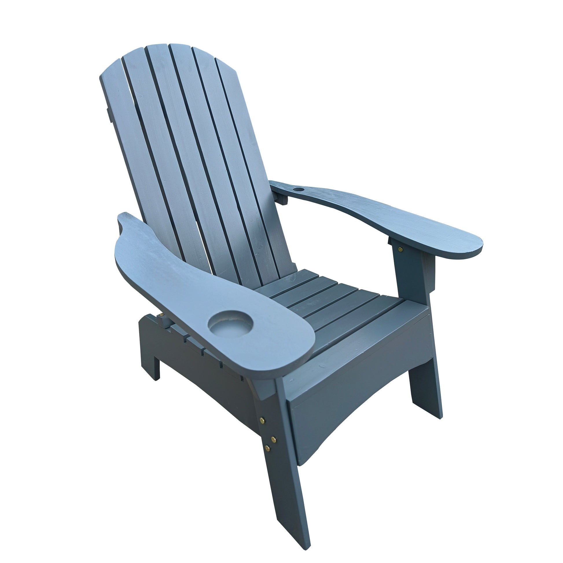 Outdoor Or Indoor Wood Adirondack Chair With An Hole To Hold Umbrella On The Arm ,Gray Gray Solid Wood