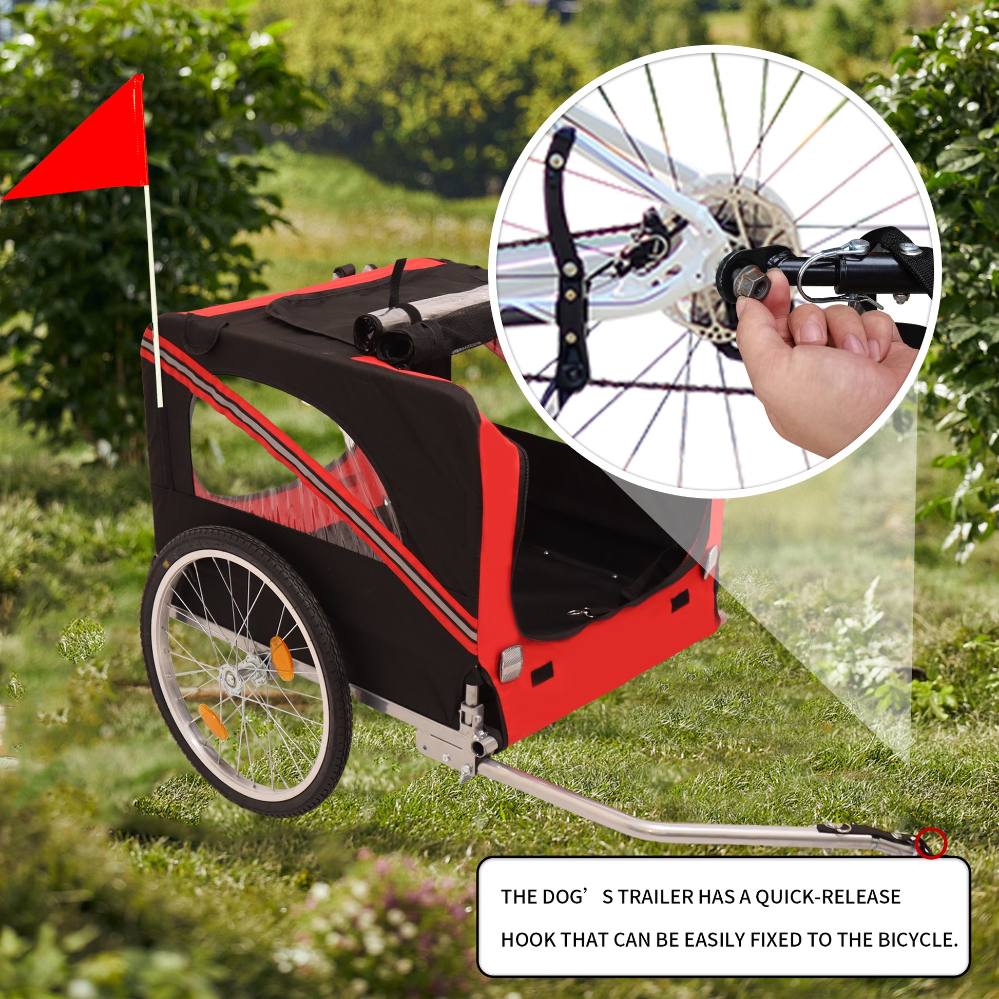 Outdoor Heavy Duty Foldable Utility Pet Stroller Dog black+red-garden & outdoor-fabric-steel