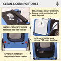 Outdoor Heavy Duty Foldable Utility Pet Stroller Dog black+blue-garden & outdoor-fabric-steel