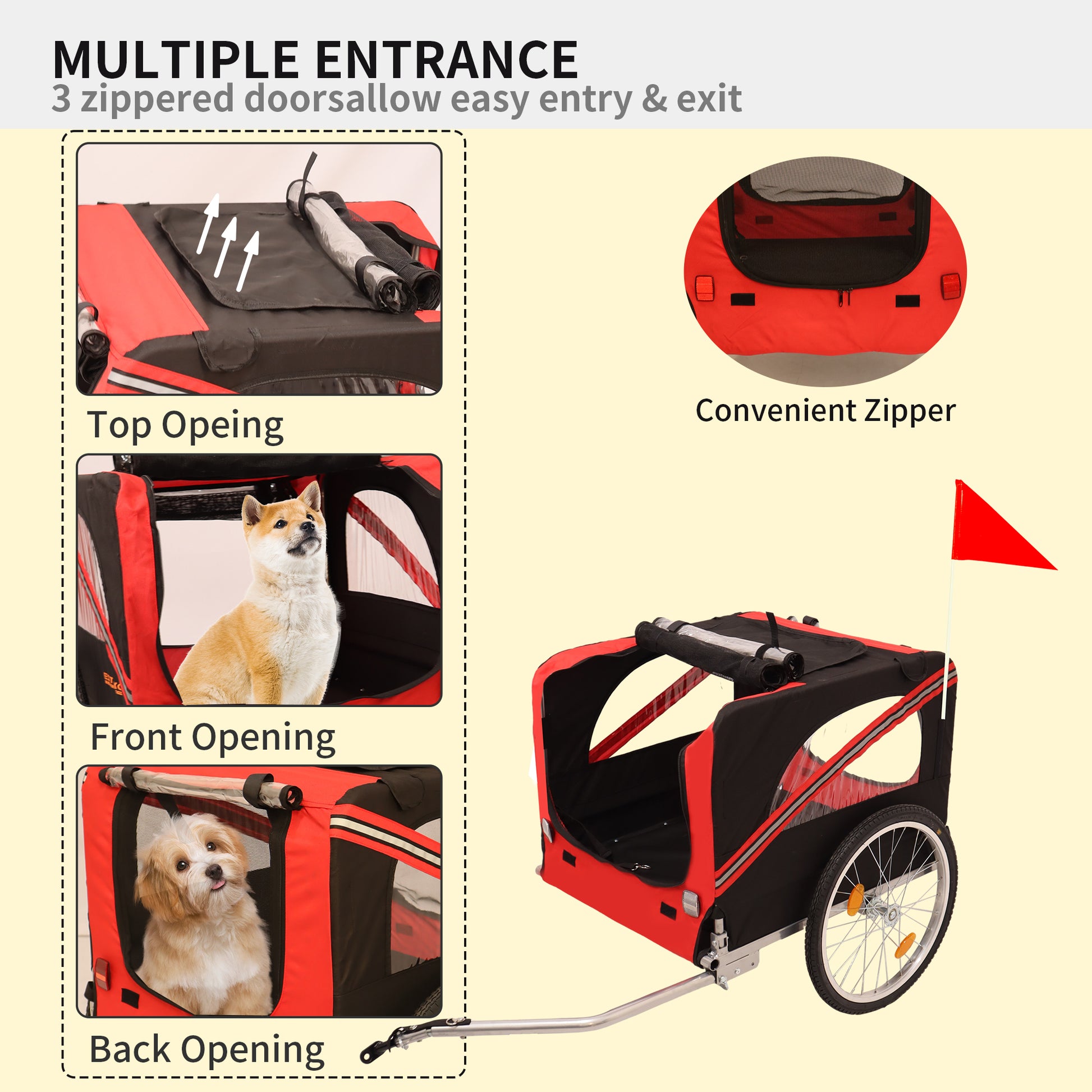 Outdoor Heavy Duty Foldable Utility Pet Stroller Dog black+red-garden & outdoor-fabric-steel