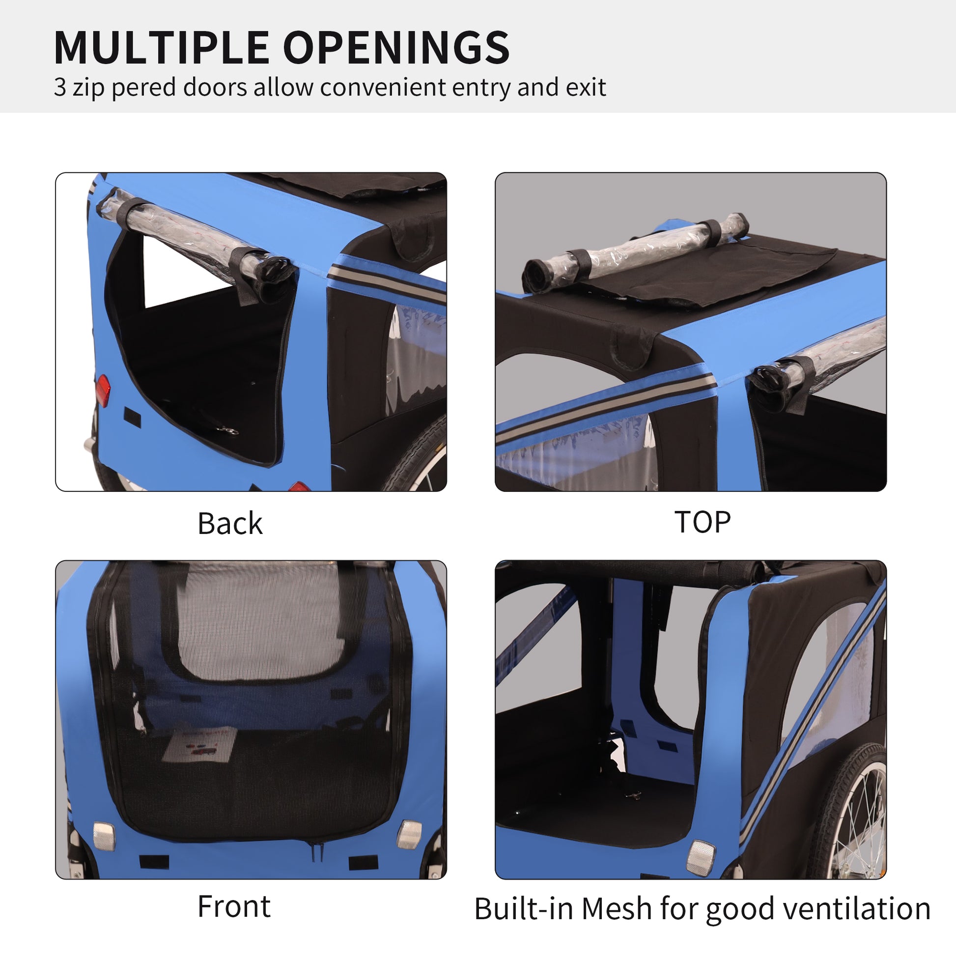 Outdoor Heavy Duty Foldable Utility Pet Stroller Dog Carriers Bicycle Trailer Black Blue Garden & Outdoor Fabric Steel