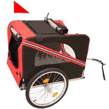 Outdoor Heavy Duty Foldable Utility Pet Stroller Dog Carriers Bicycle Trailer Black Red Fabric Steel