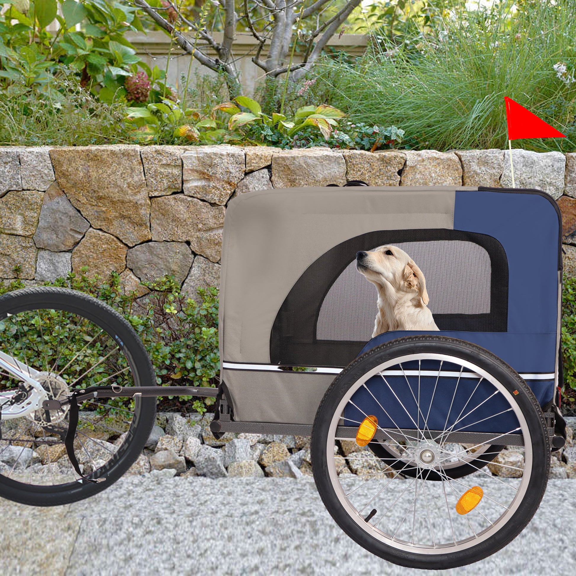 Tangkula Dog Bike Trailer, Mesh Dog Cart