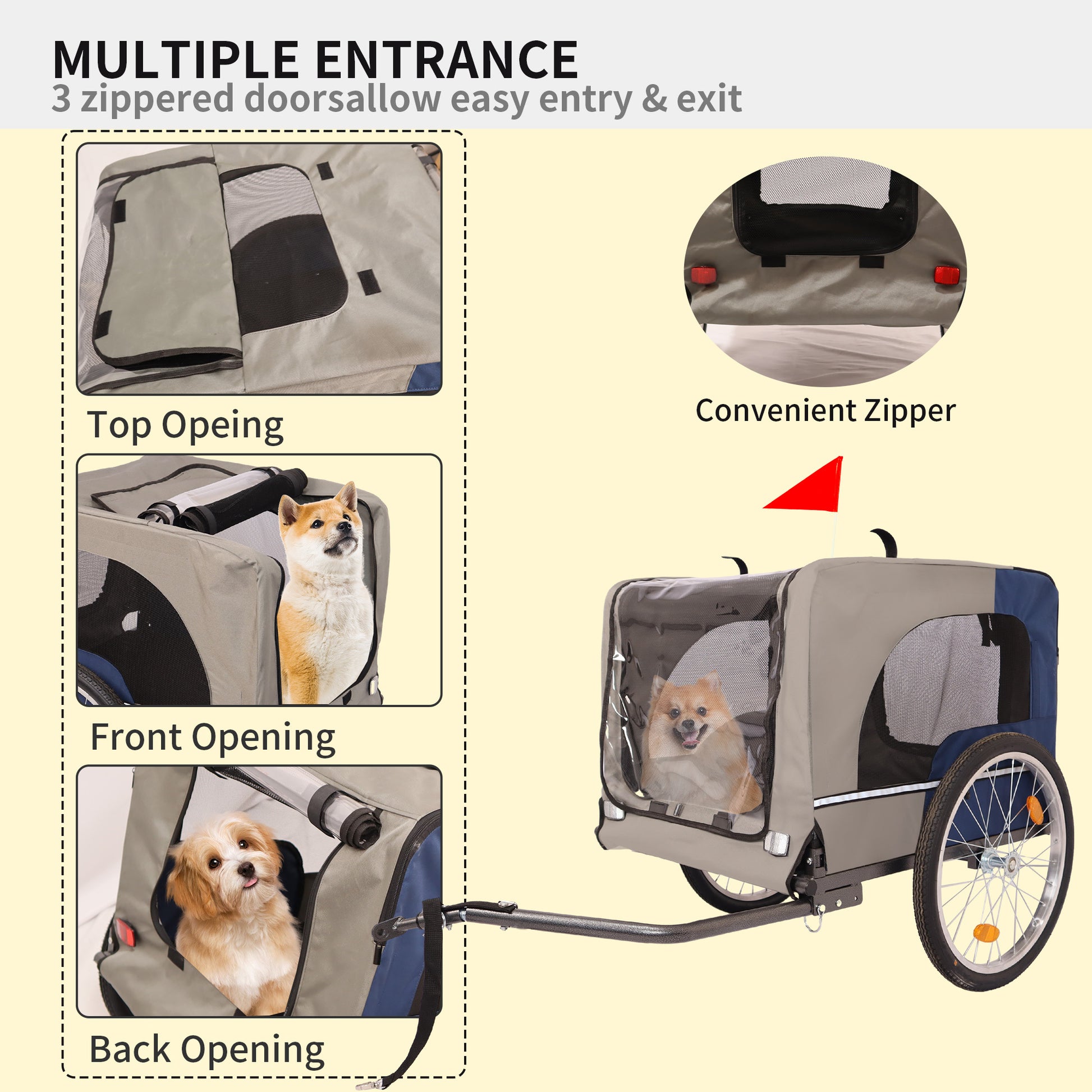 Tangkula Dog Bike Trailer, Mesh Dog Cart