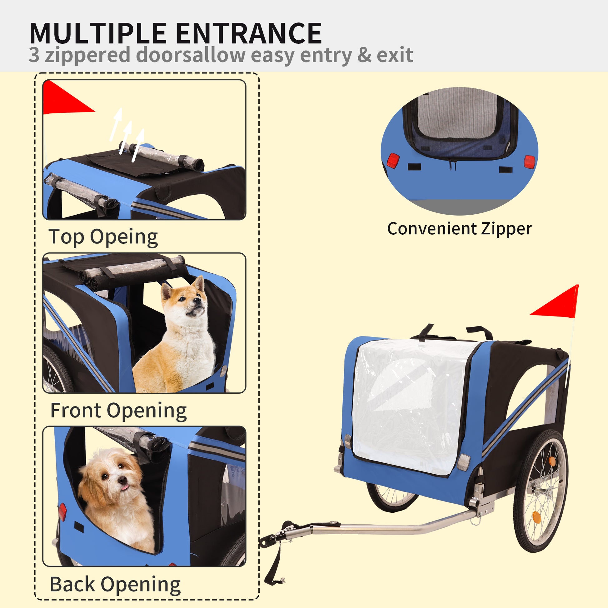 Outdoor Heavy Duty Foldable Utility Pet Stroller Dog black+blue-garden & outdoor-fabric-steel