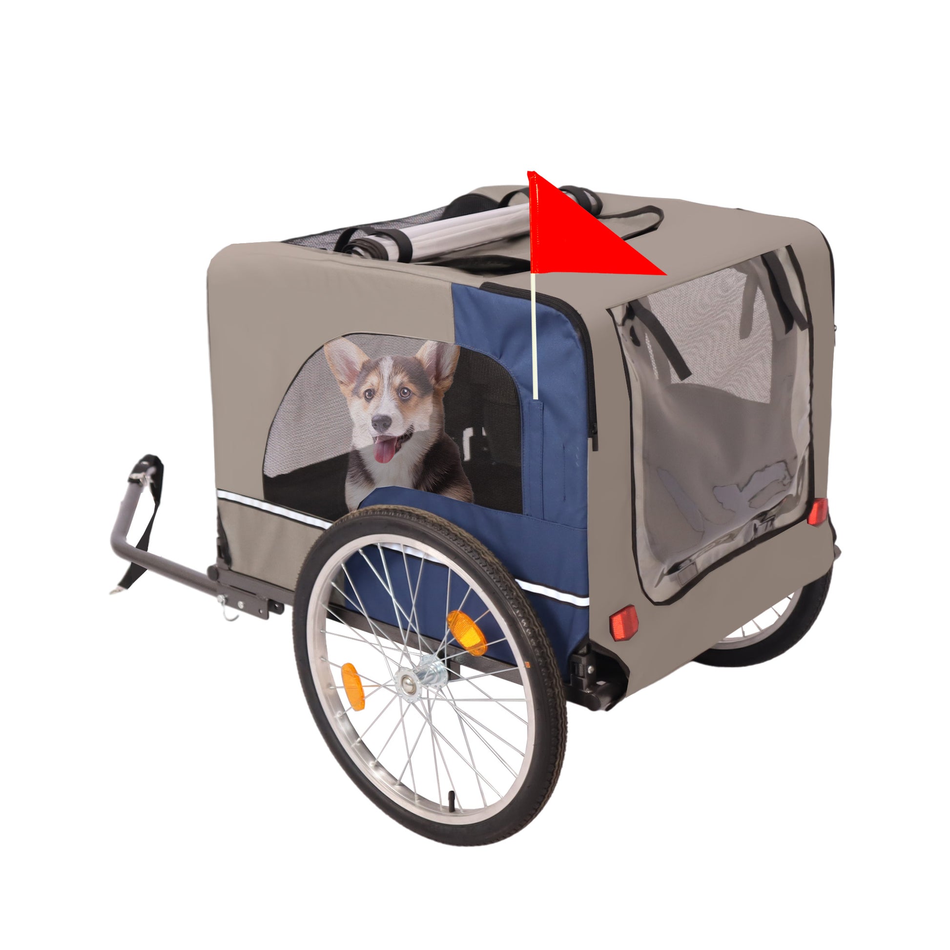 Tangkula Dog Bike Trailer, Mesh Dog Cart