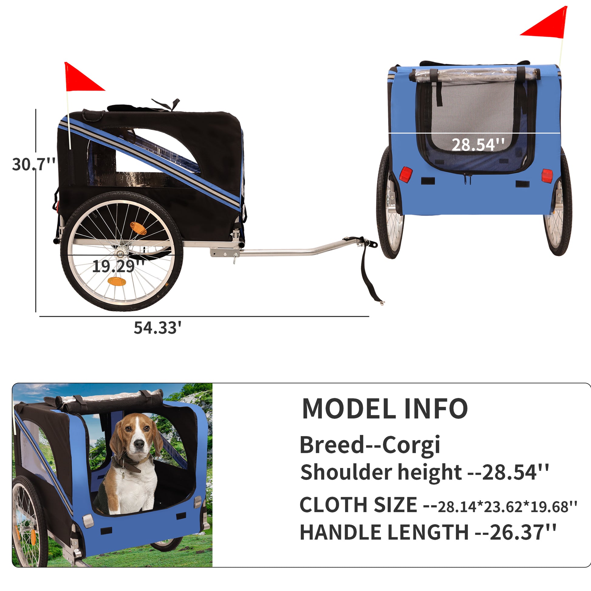 Outdoor Heavy Duty Foldable Utility Pet Stroller Dog Carriers Bicycle Trailer Black Blue Garden & Outdoor Fabric Steel