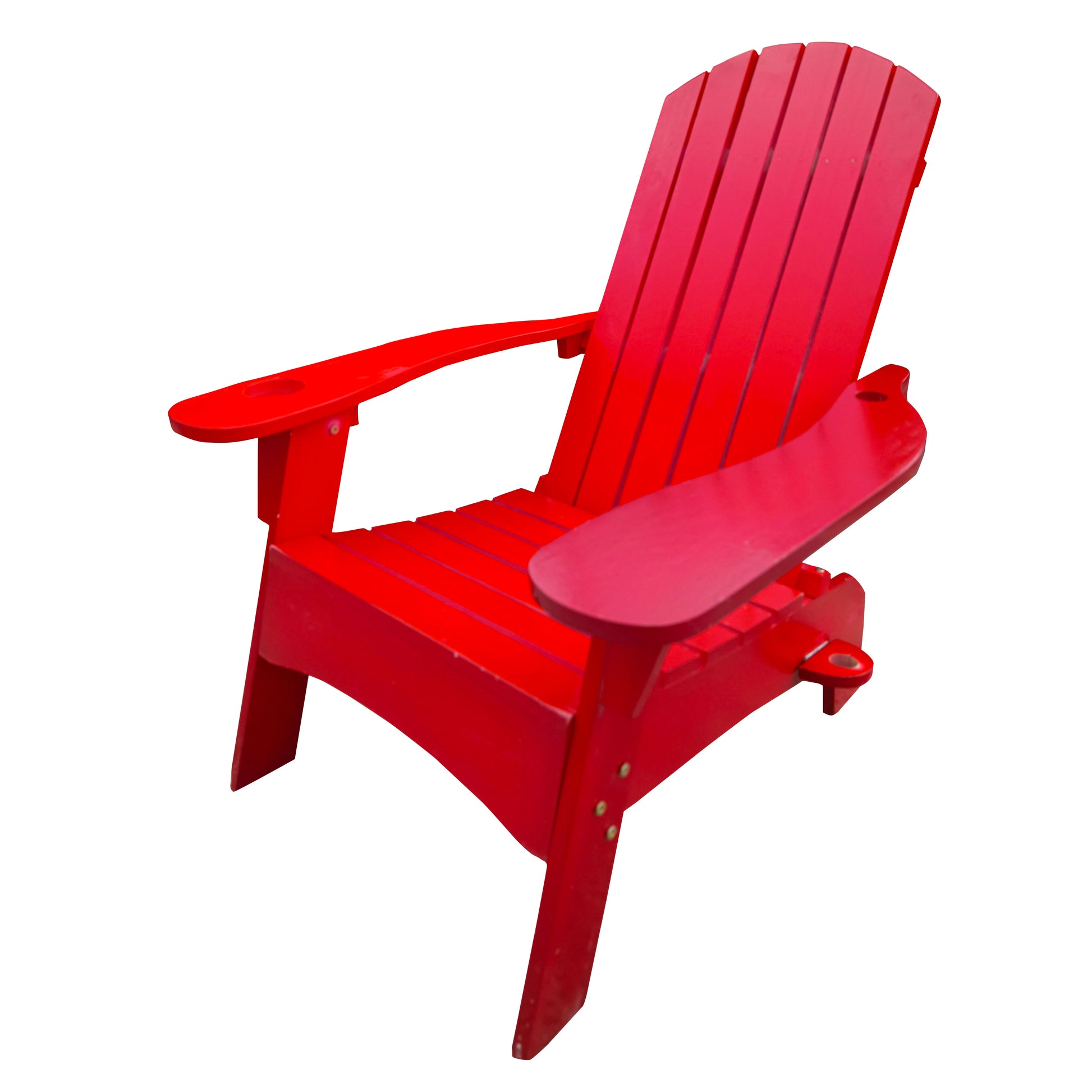 Outdoor Or Indoor Wood Adirondack Chair With An Hole To Hold Umbrella On The Arm ,Red Red Solid Wood