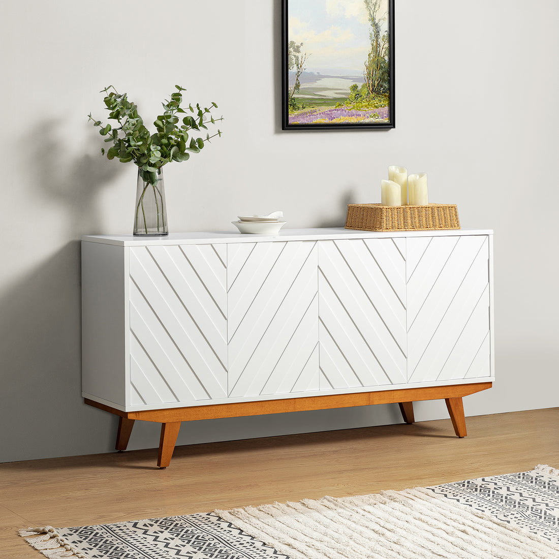 Casmo 60'' Wide Sideboard White - White Mdf