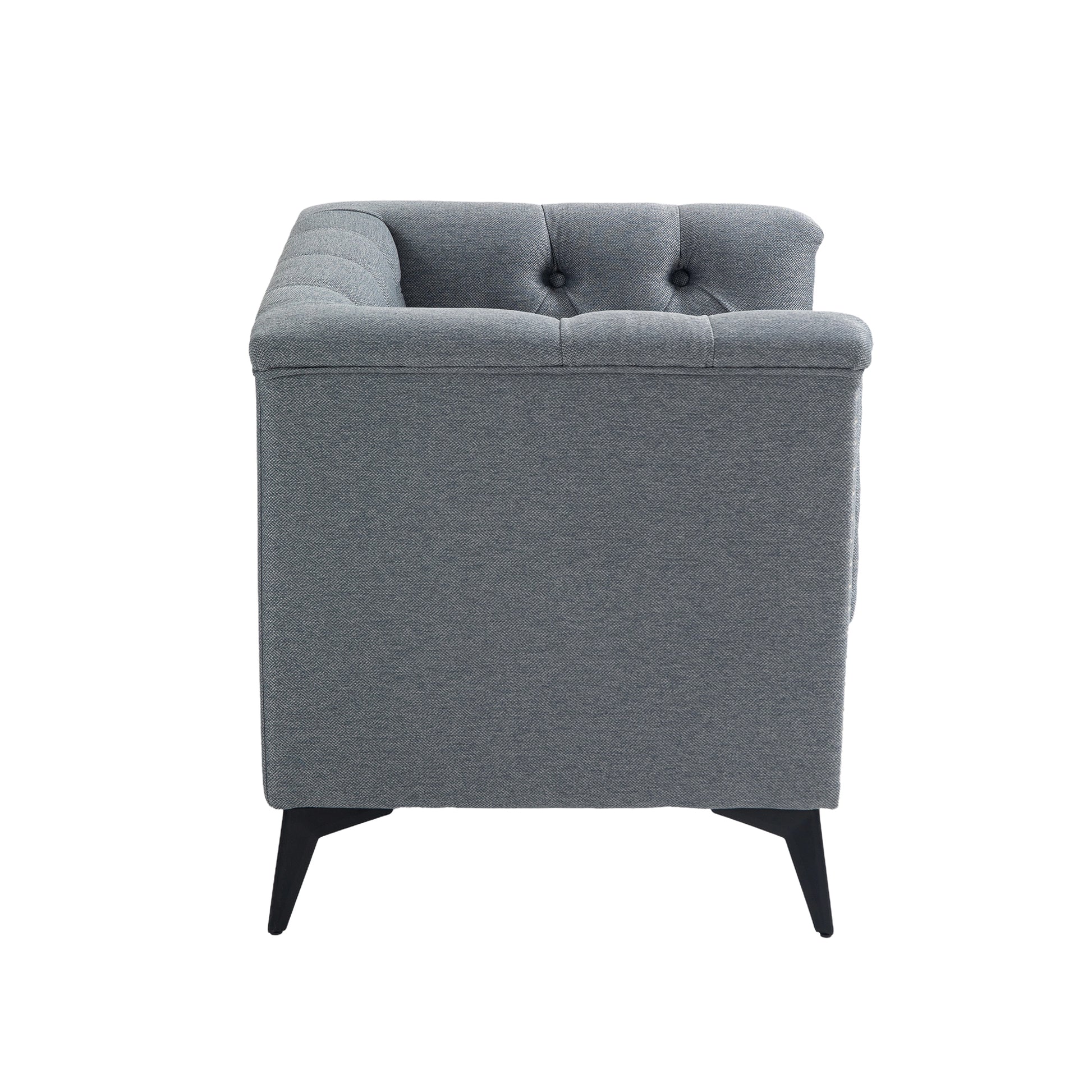 Accent Chair Living Room Chairs Single Sofa Chair,Arm Chairs With Linen Fabric, Mid Century Accent Arm Chairs Comfy Reading Lounge Club Armchair For Bedroom Office Study Gray Metal
