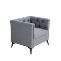 Accent Chair Living Room Chairs Single Sofa Chair,Arm Chairs With Linen Fabric, Mid Century Accent Arm Chairs Comfy Reading Lounge Club Armchair For Bedroom Office Study Gray Metal