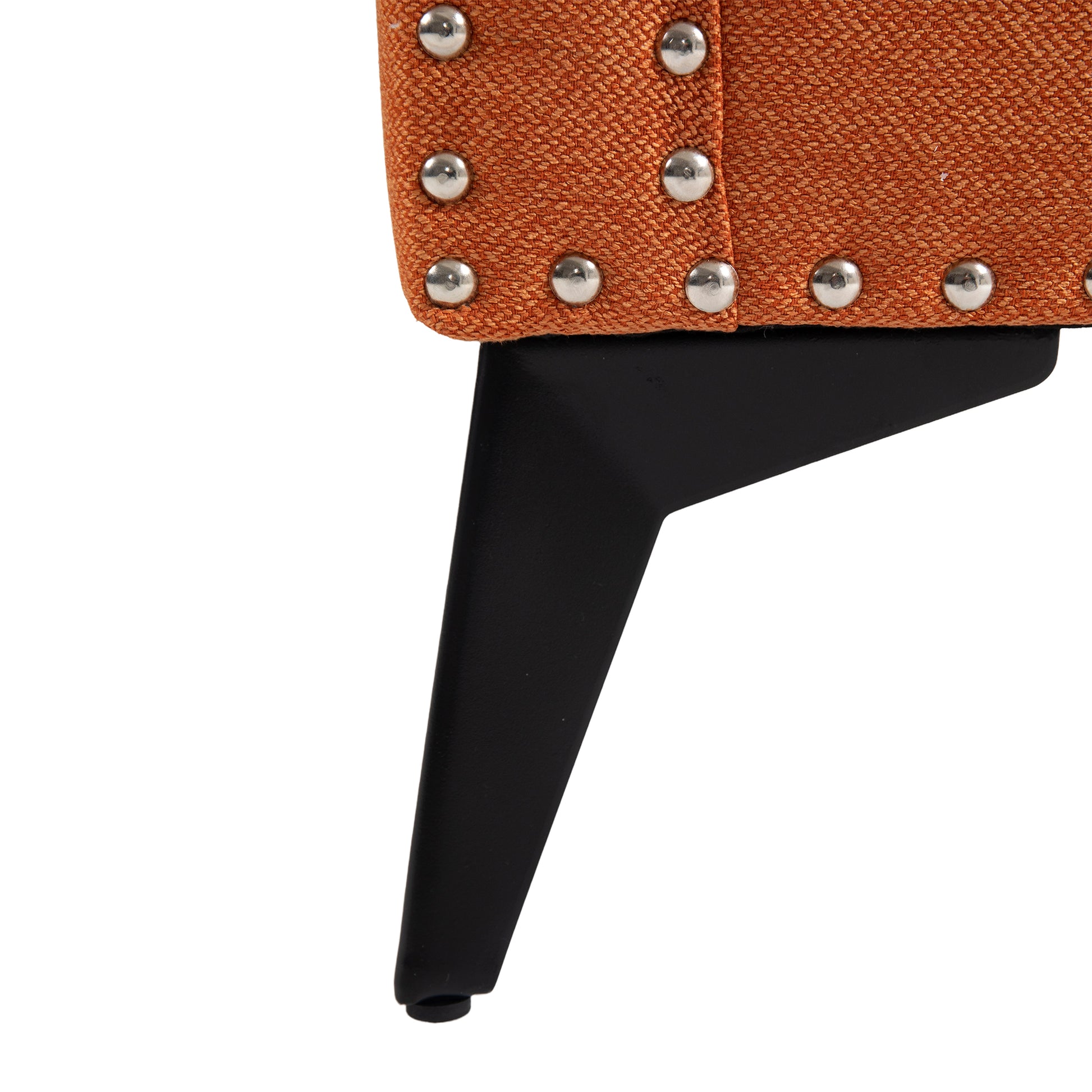 Accent Chair Living Room Chairs Single Sofa Chair,Arm Chairs With Linen Fabric, Mid Century Accent Arm Chairs Comfy Reading Lounge Club Armchair For Bedroom Office Study Orange Metal