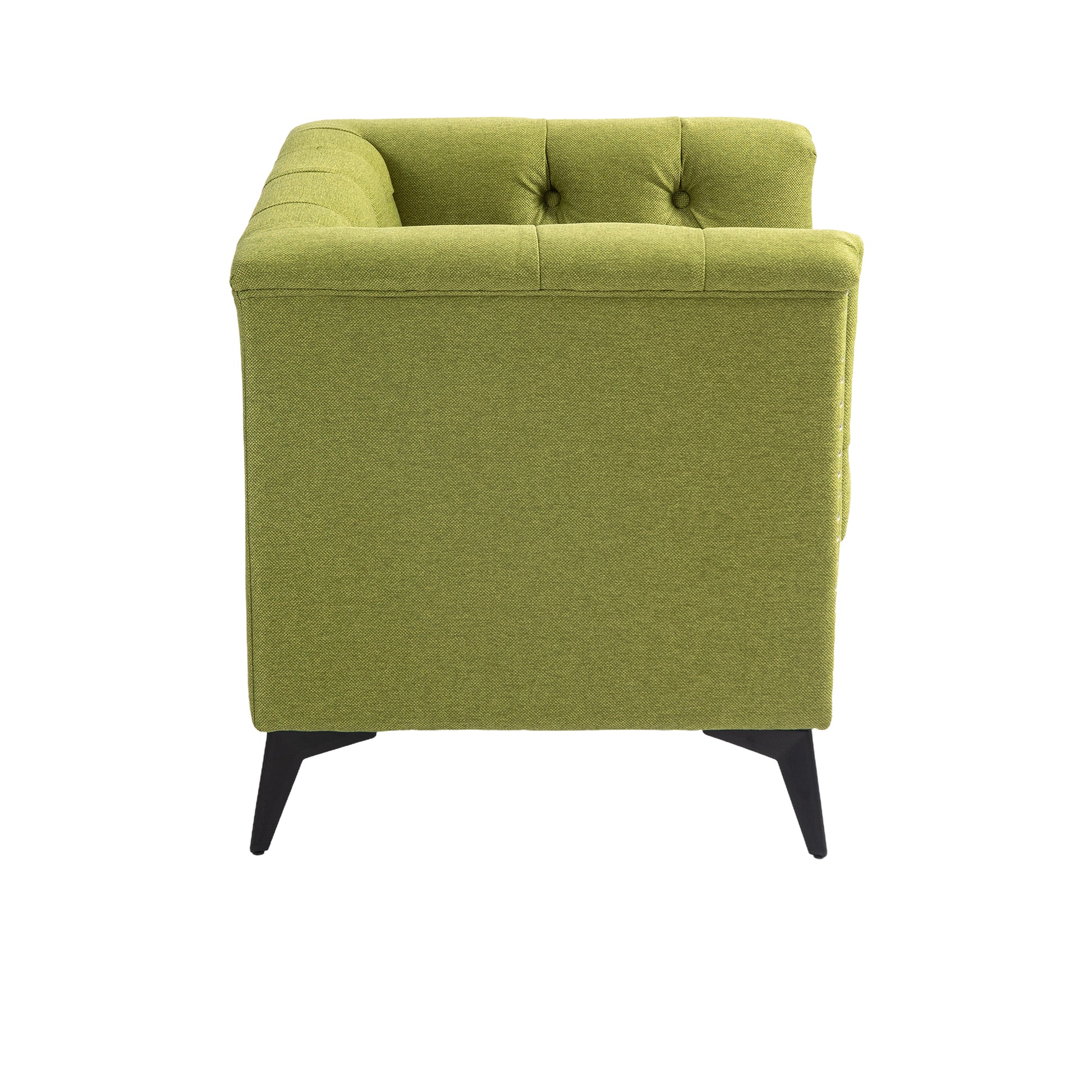 Accent Chair Living Room Chairs Single Sofa Chair,Arm Chairs With Linen Fabric, Mid Century Accent Arm Chairs Comfy Reading Lounge Club Armchair For Bedroom Office Study Green Metal