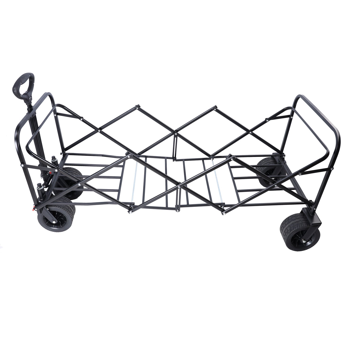 Big Large Capacity Folding Cart Extra Long Extender Wagon Cart Folding Wagon Garden Shopping Beach Cart Black Orange Black Steel