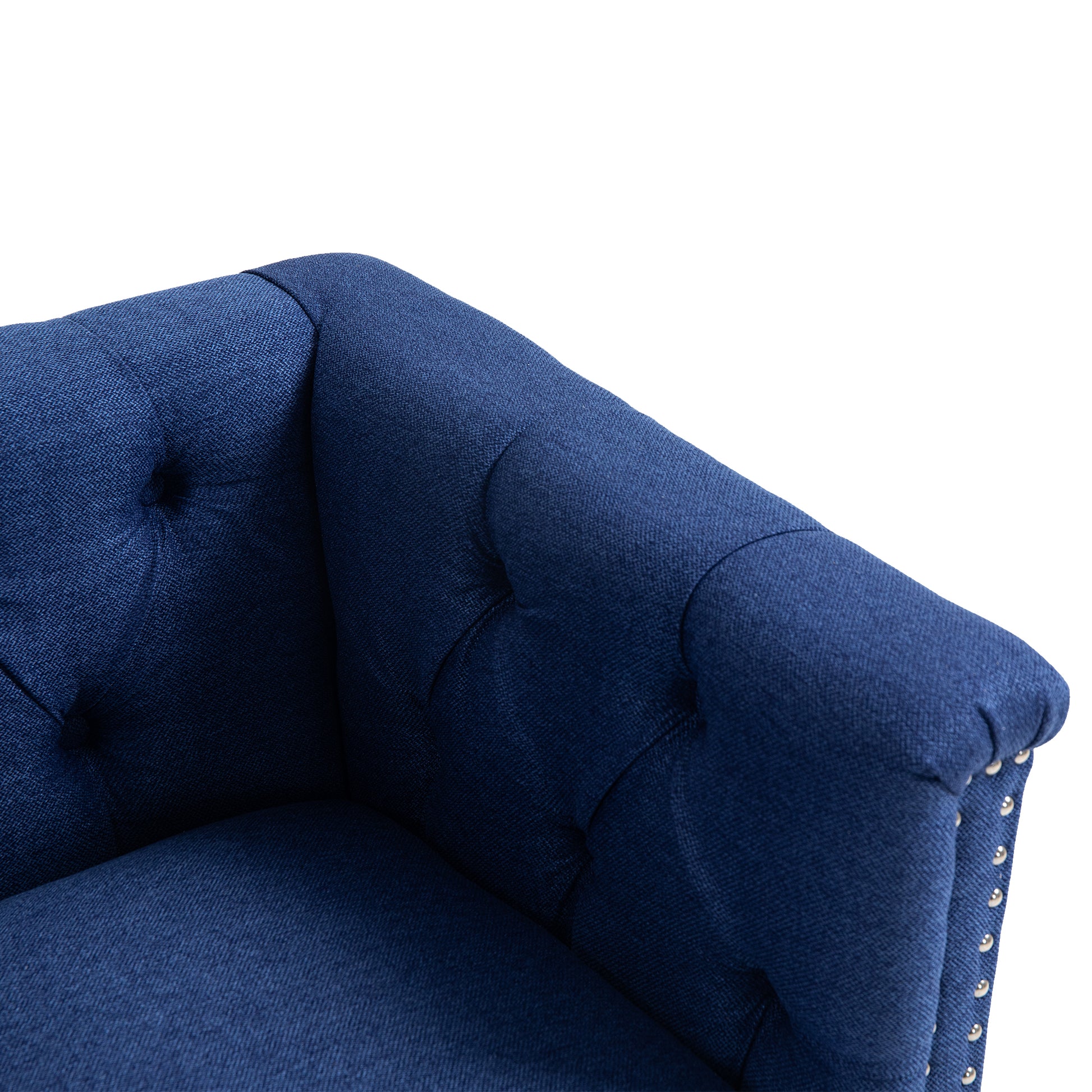 Accent Chair Living Room Chairs Single Sofa Chair,Arm Chairs With Linen Fabric, Mid Century Accent Arm Chairs Comfy Reading Lounge Club Armchair For Bedroom Office Study Blue Metal