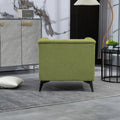 Accent Chair Living Room Chairs Single Sofa Chair,Arm Chairs With Linen Fabric, Mid Century Accent Arm Chairs Comfy Reading Lounge Club Armchair For Bedroom Office Study Green Metal