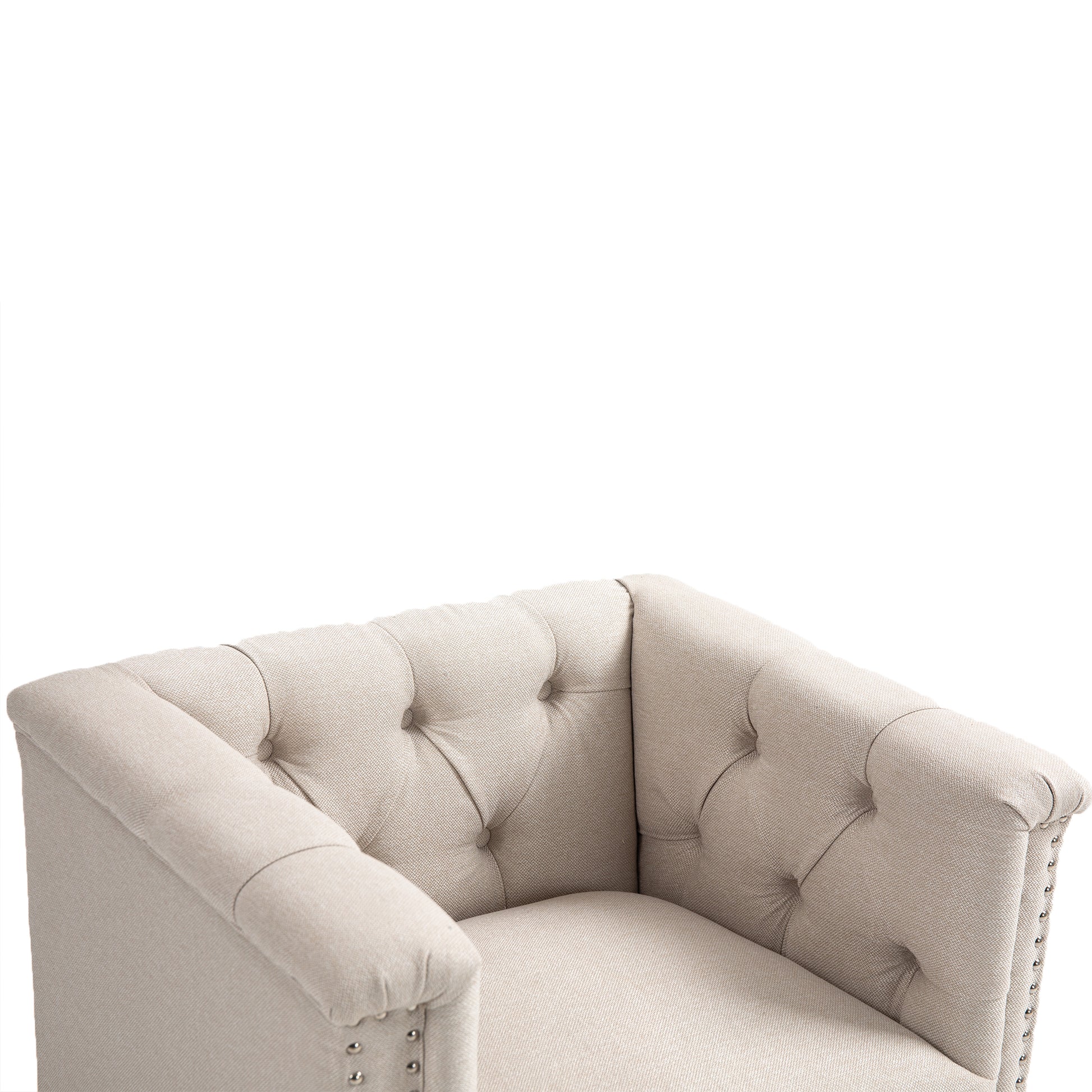 Accent Chair Living Room Chairs Single Sofa Chair,Arm Chairs With Linen Fabric, Mid Century Accent Arm Chairs Comfy Reading Lounge Club Armchair For Bedroom Office Study Beige Metal