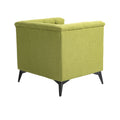 Accent Chair Living Room Chairs Single Sofa Chair,Arm Chairs With Linen Fabric, Mid Century Accent Arm Chairs Comfy Reading Lounge Club Armchair For Bedroom Office Study Green Metal