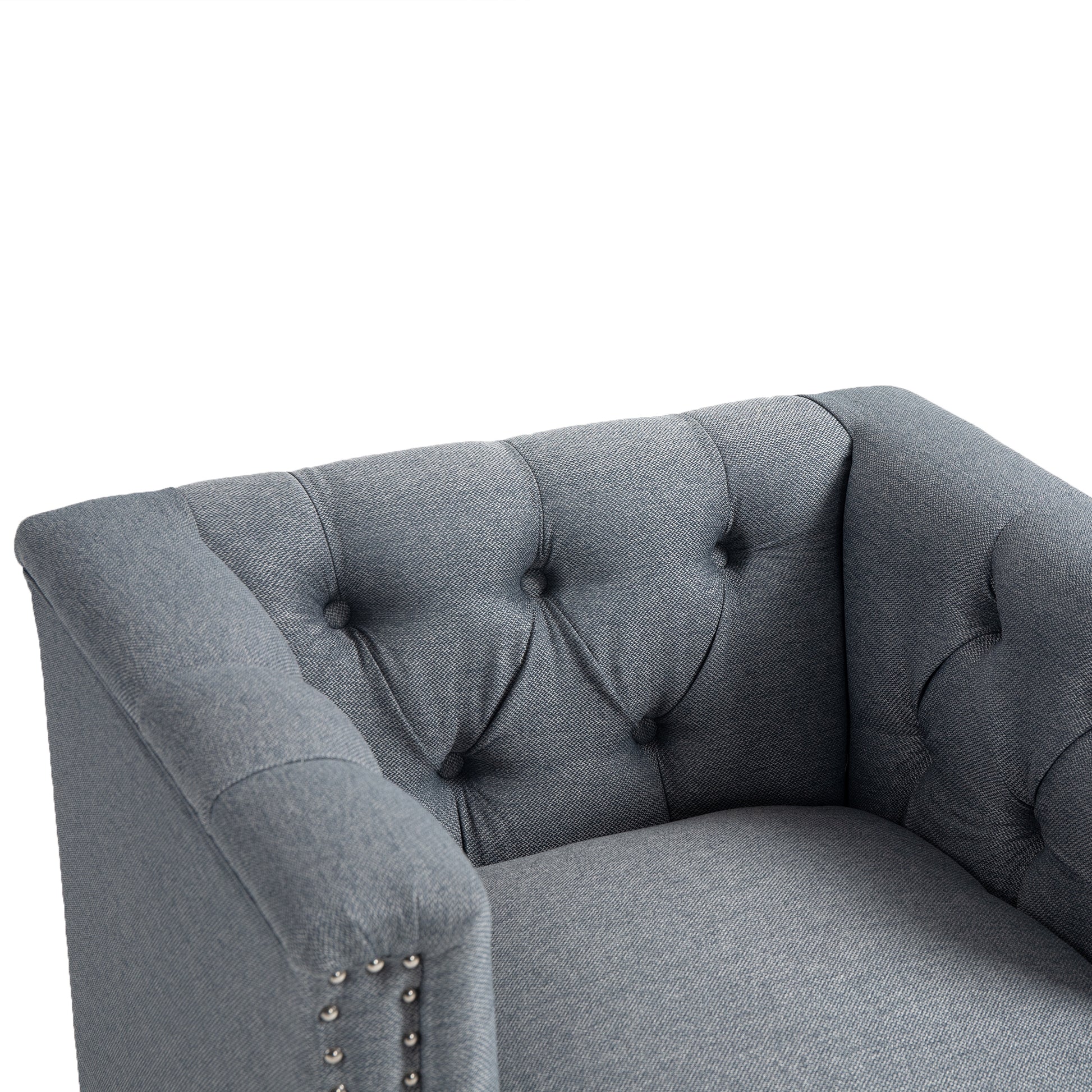 Accent Chair Living Room Chairs Single Sofa Chair,Arm Chairs With Linen Fabric, Mid Century Accent Arm Chairs Comfy Reading Lounge Club Armchair For Bedroom Office Study Gray Metal