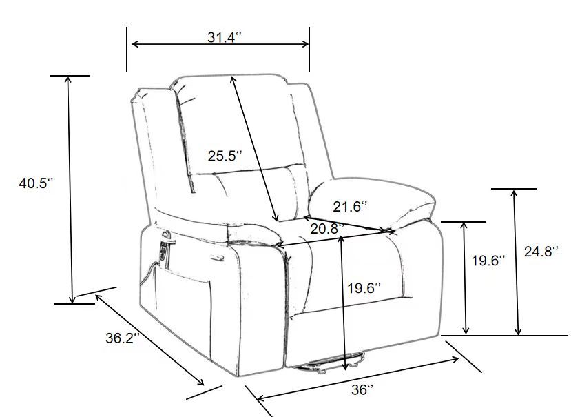 Electric Power Recliner Chair With Massage For Elderly ,Remote Control Multi Function Lifting, Timing, Cushion Heating Chair With Side Pocket Beige Beige Power Push Button Metal Primary Living Space Soft American Design Cat Scratch Fabric