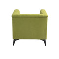 Accent Chair Living Room Chairs Single Sofa Chair,Arm Chairs With Linen Fabric, Mid Century Accent Arm Chairs Comfy Reading Lounge Club Armchair For Bedroom Office Study Green Metal